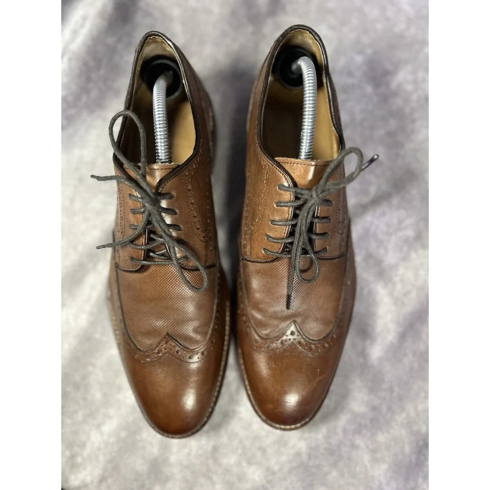 Johnston & Murphy 20-3894 Mens 10.5M Brown Leather Wingtip Oxford Dress Shoes